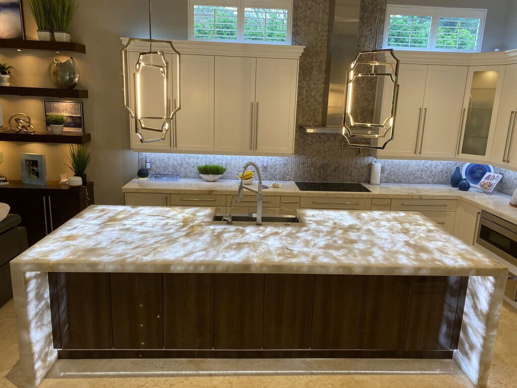Quartzite Island Countertop Illuminated by Dakota LED Light Panels