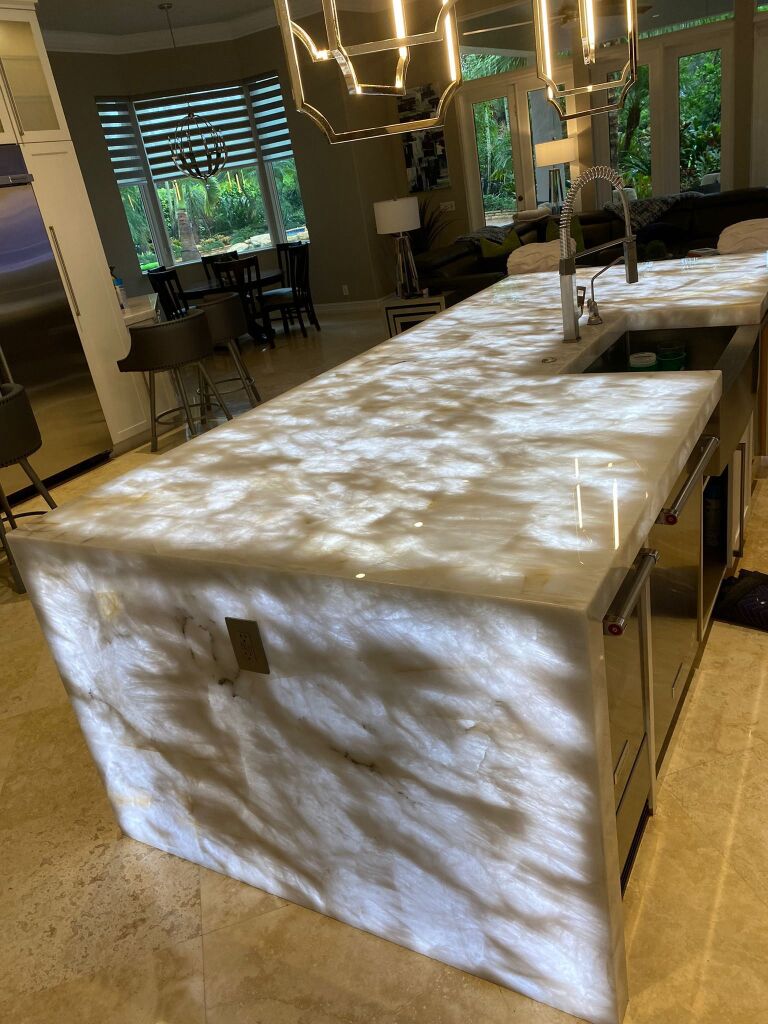 Quartzite Island Countertop Illuminated by Dakota LED Light Panels