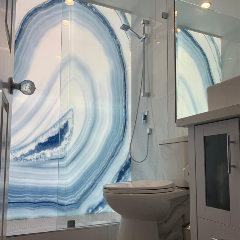 Bathroom backlit wall with onyx stone in Pompano Beach