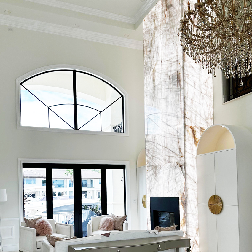 backlit fireplace stone in ocean drive