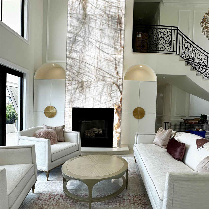 backlit fireplace stone in ocean drive