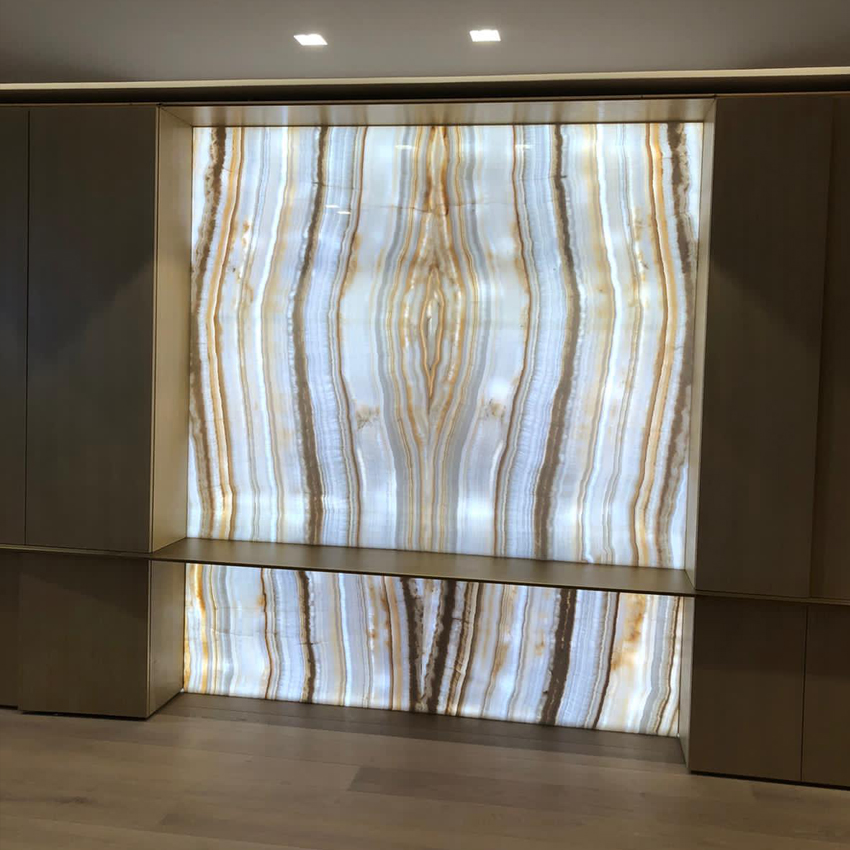 backlit honey onyx wall in orlando
