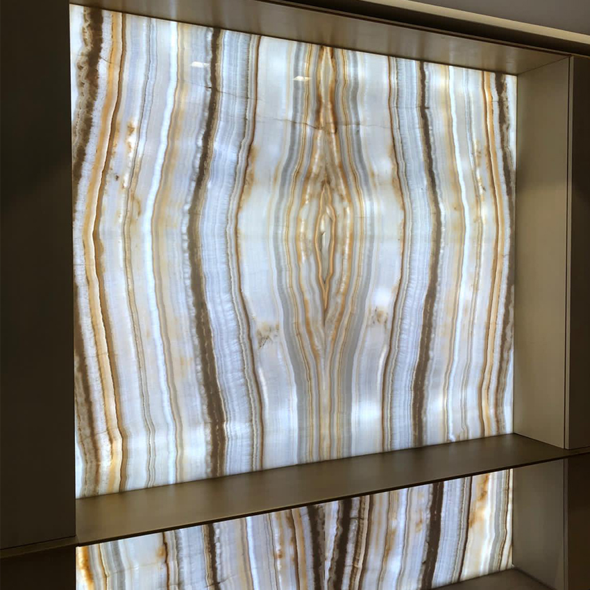 backlit honey onyx wall in orlando