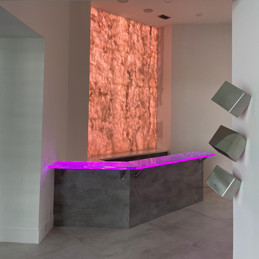 Bartop stone and wall color changing with LED panels in Broward