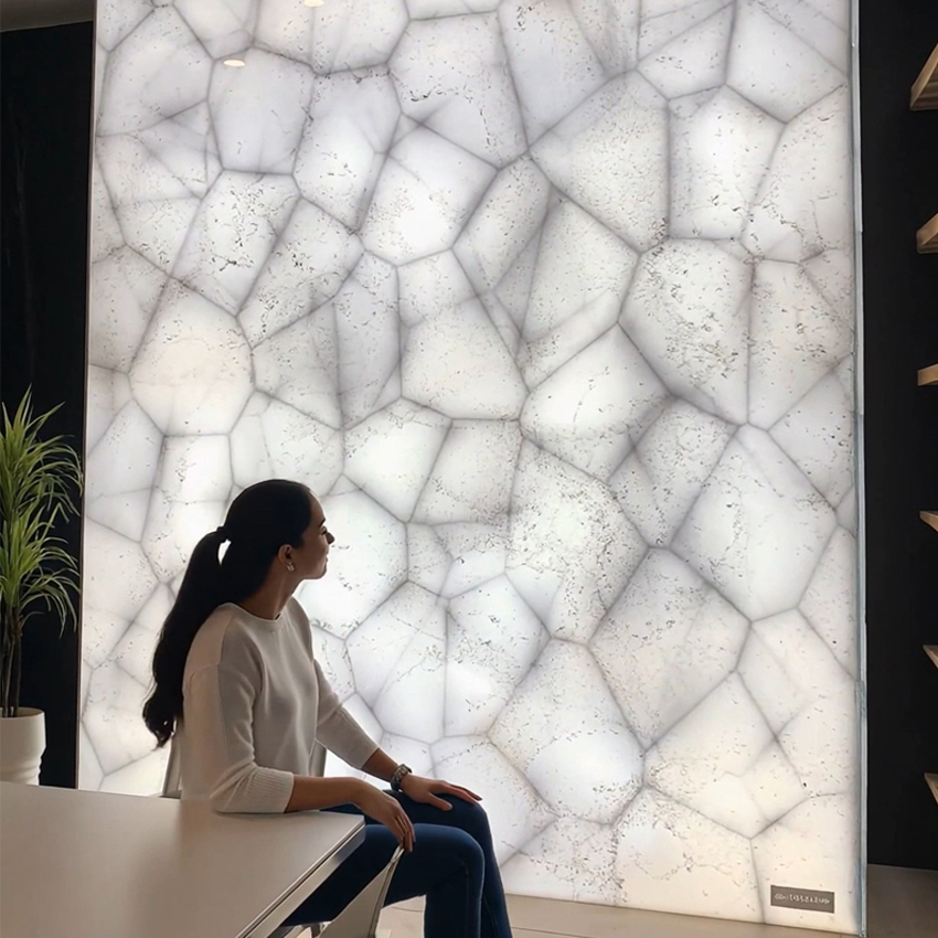 Illuminated Cristallo Stone Feature Wall in Key West