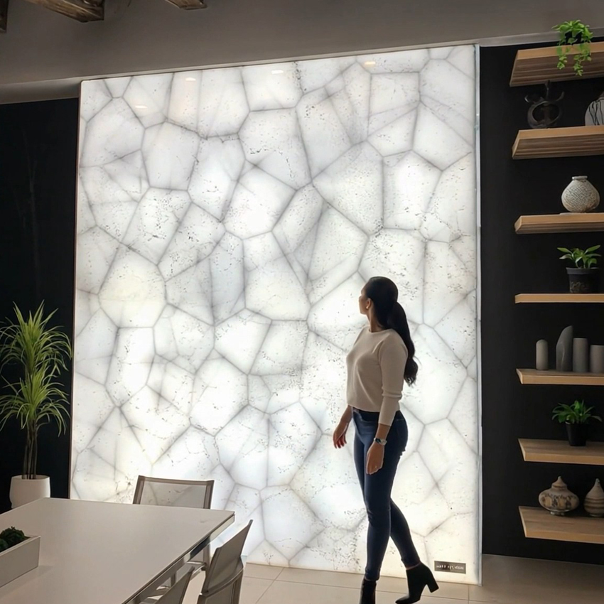 Illuminated Cristallo Stone Feature Wall in Key West