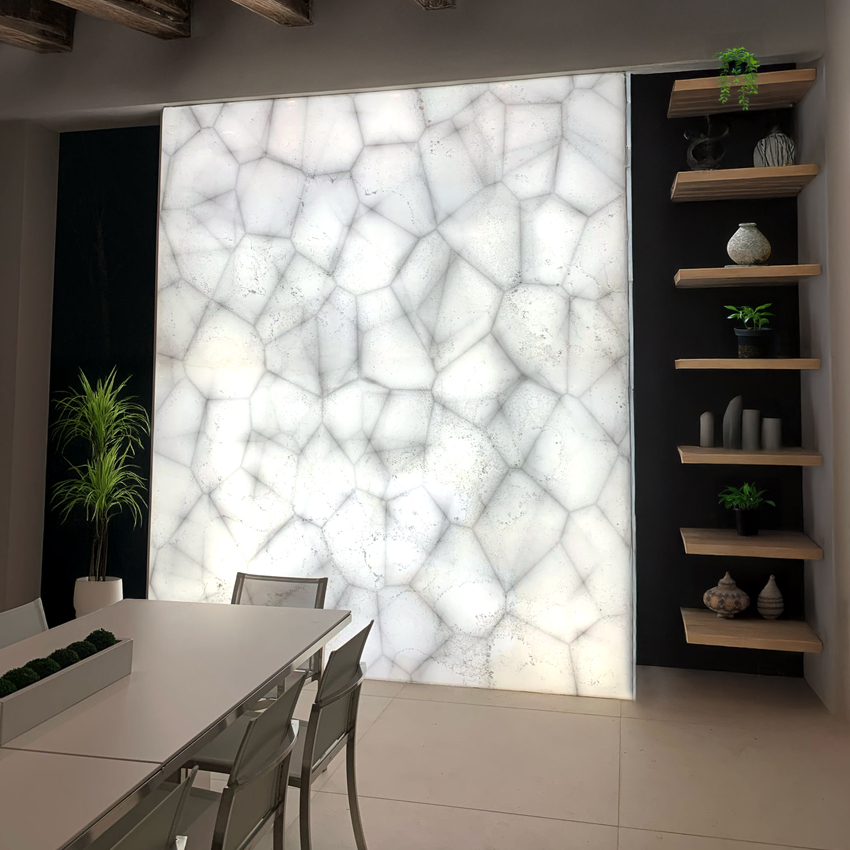Illuminated Cristallo Stone Feature Wall in Key West