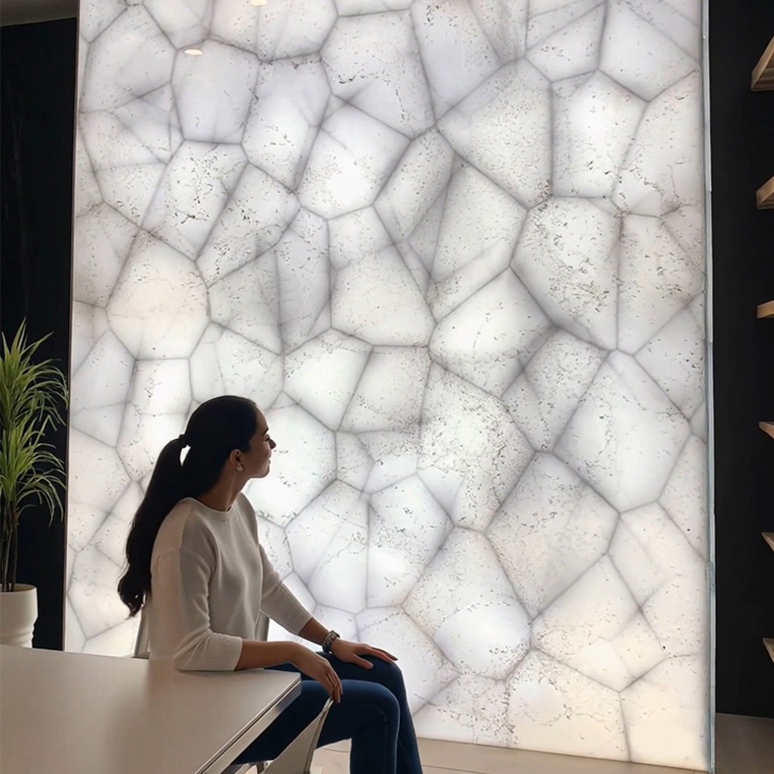 Illuminated Cristallo Stone Feature Wall in Key West