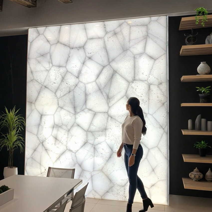 Illuminated Cristallo Stone Feature Wall in Key West