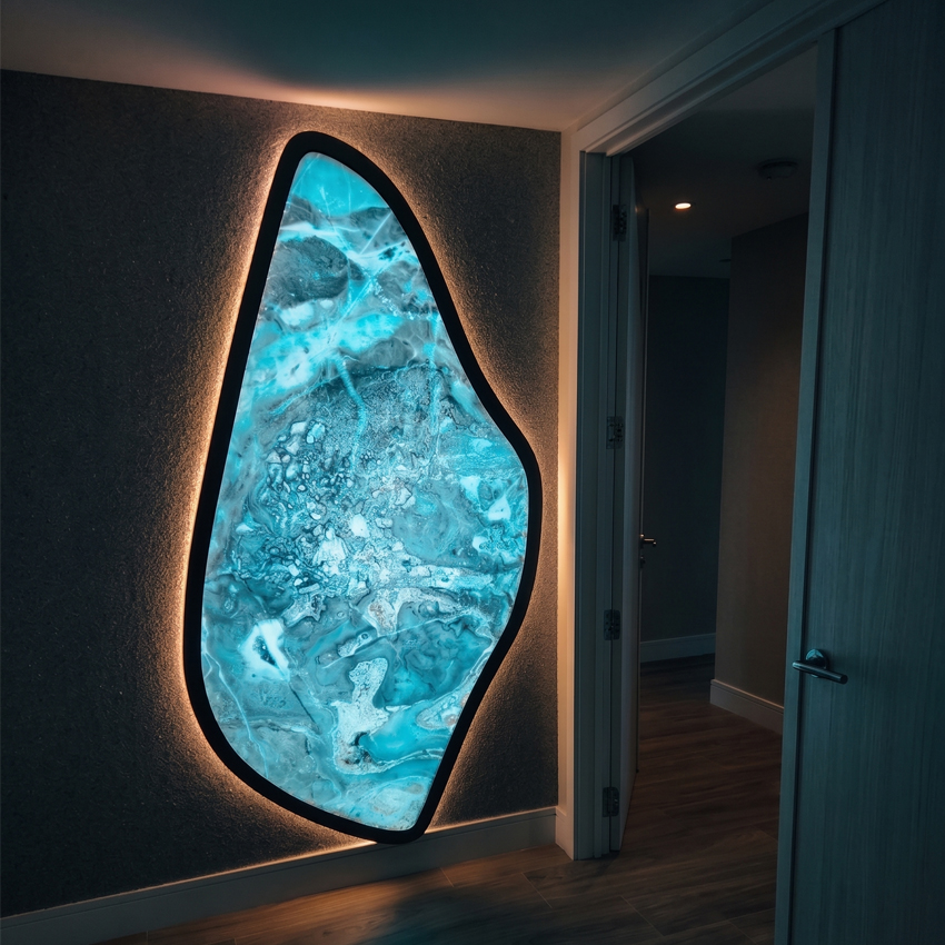 Custom LED Light Panel with Personalized Stone Design