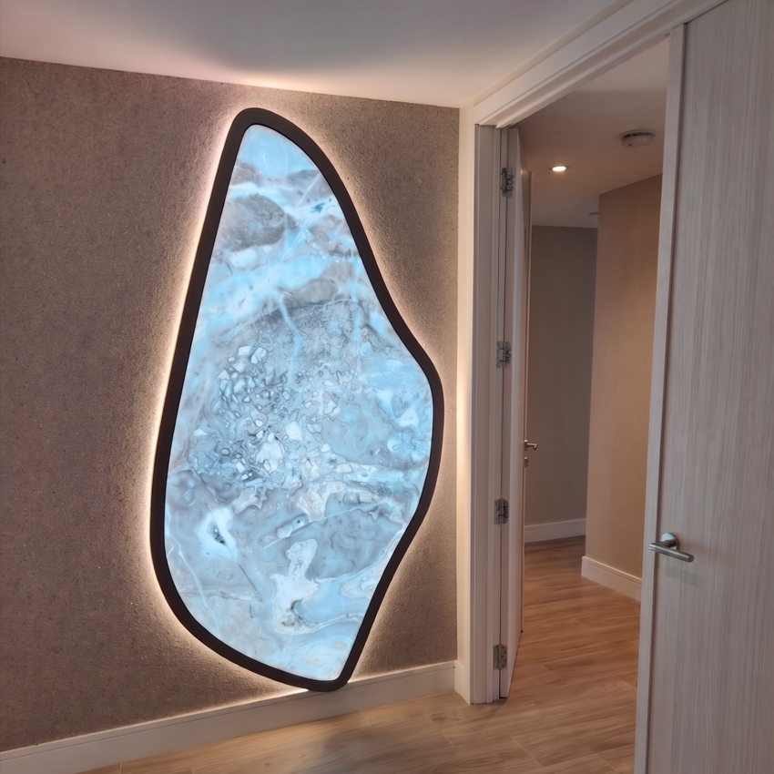 Custom LED Light Panel with Personalized Stone Design